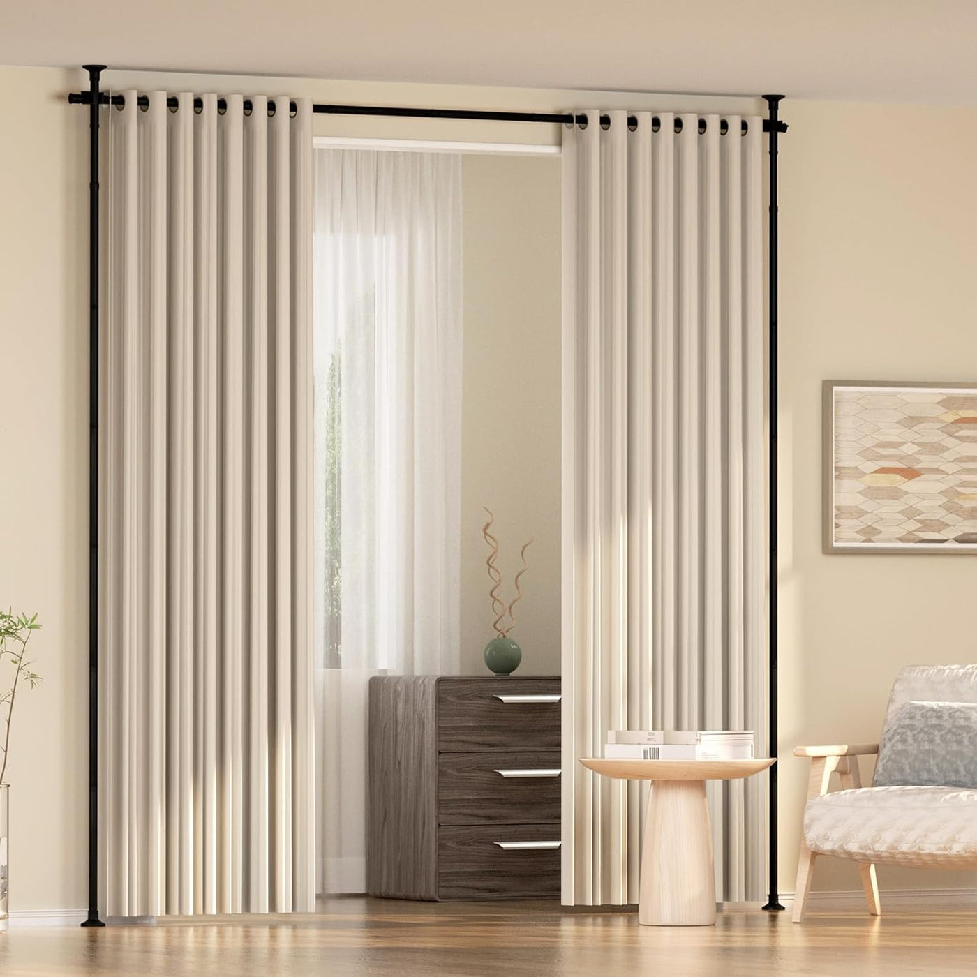 No-Drill Curtain Divider Frame – 71–188cm Wide, 1.2–3m High