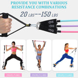 Pilates Bar Kit with 3 Set Resistance Bands, Multifunctional Pilates Workout Equipment for Women Men, Exercise Bands Set for Home Gym Fitness Yoga Strength Training