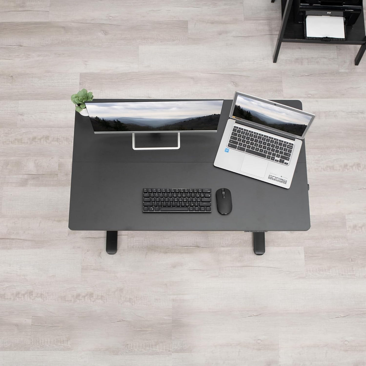 VIVO Electric Height Adjustable 102cm x 61cm Stand Up Desk, Complete Standing Workstation with Memory Controller, Black 2 Part Top, Black Frame, DESK-EP40TB