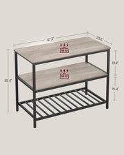 120 cm Kitchen Island with 3 Shelves – Greige & Black