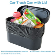 Compact Lidded Car Bin with 120 Liners & 4 Hooks