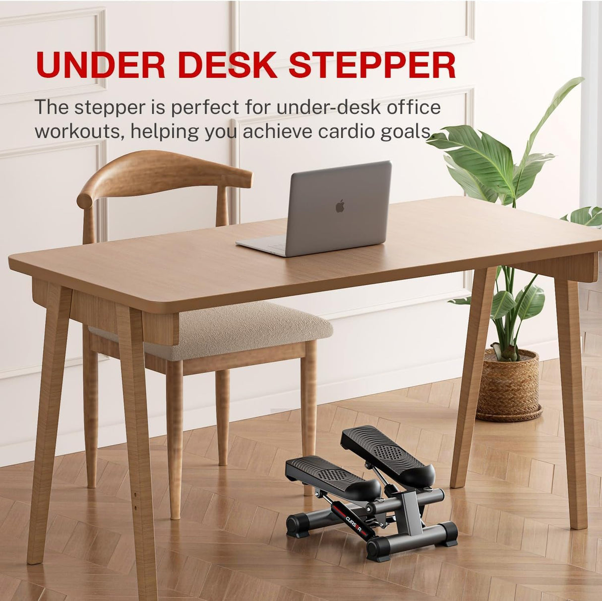 Steppers for Exercise, Mini Stair Stepper, Desk Step Machine with Dual Resistance Bands, Full Body Cardio Workout Equipment, 300 LBS Capacity for Home Exercise