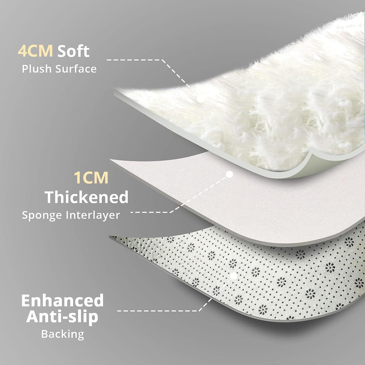 140 × 200 cm White Fluffy Indoor Area Rug