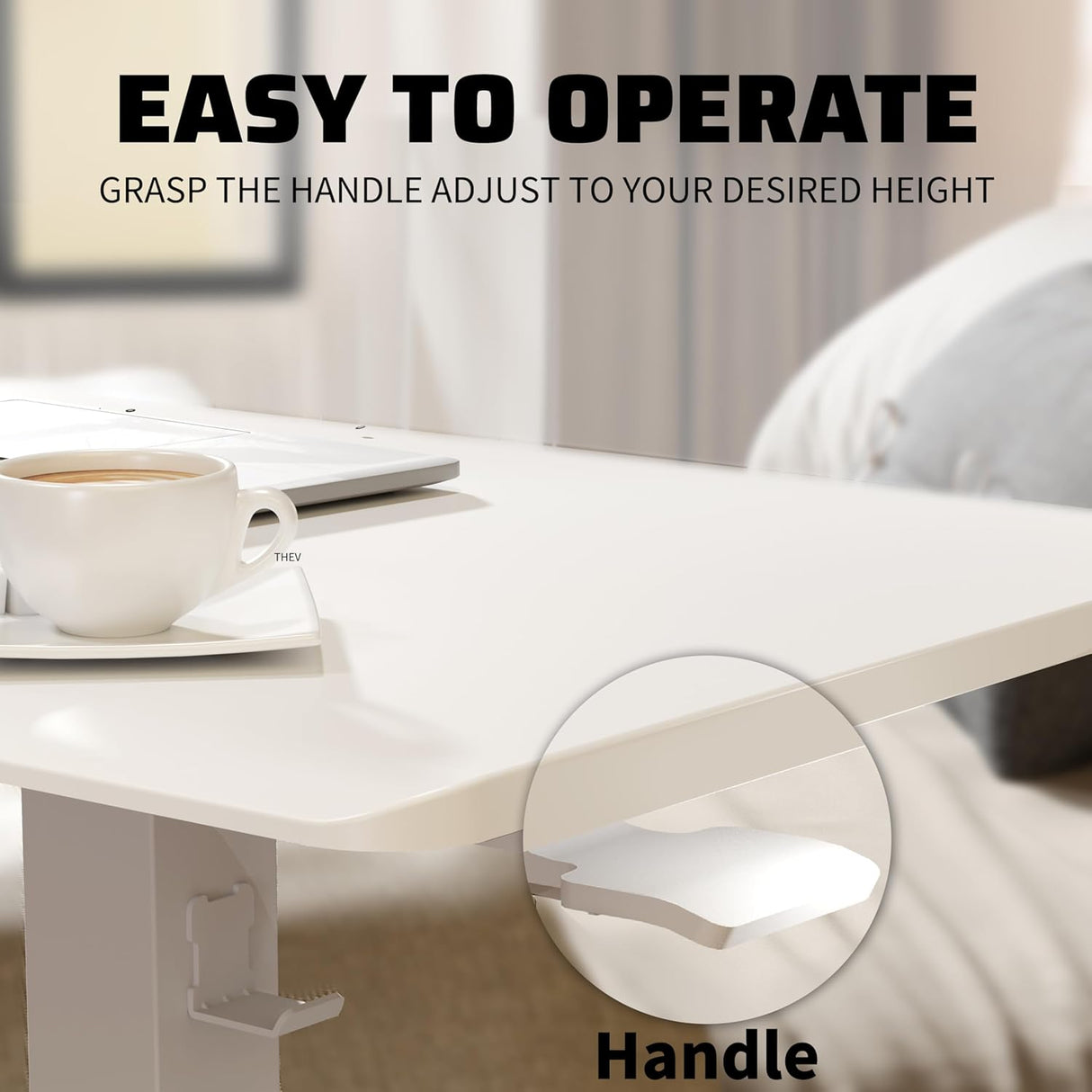 ERGOMAKER Mobile Standing Desk Pneumatic Adjustable Height 25.6 x 17.7 Inch Mobile Desk Adjustable Height On Wheels，Sit Stand up Desk Home Office Computer Desk, White + Single