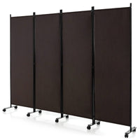 Giantex 4-Panel Folding Room Divider, 1.73m Rolling Privacy Screen with Lockable Wheels, Portable Wall Divider and Separator, Freestanding Privacy Protection for Living Room, Bedroom, Office (Black)