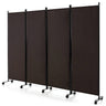 Giantex 4-Panel Folding Room Divider, 1.73m Rolling Privacy Screen with Lockable Wheels, Portable Wall Divider and Separator, Freestanding Privacy Protection for Living Room, Bedroom, Office (Black)