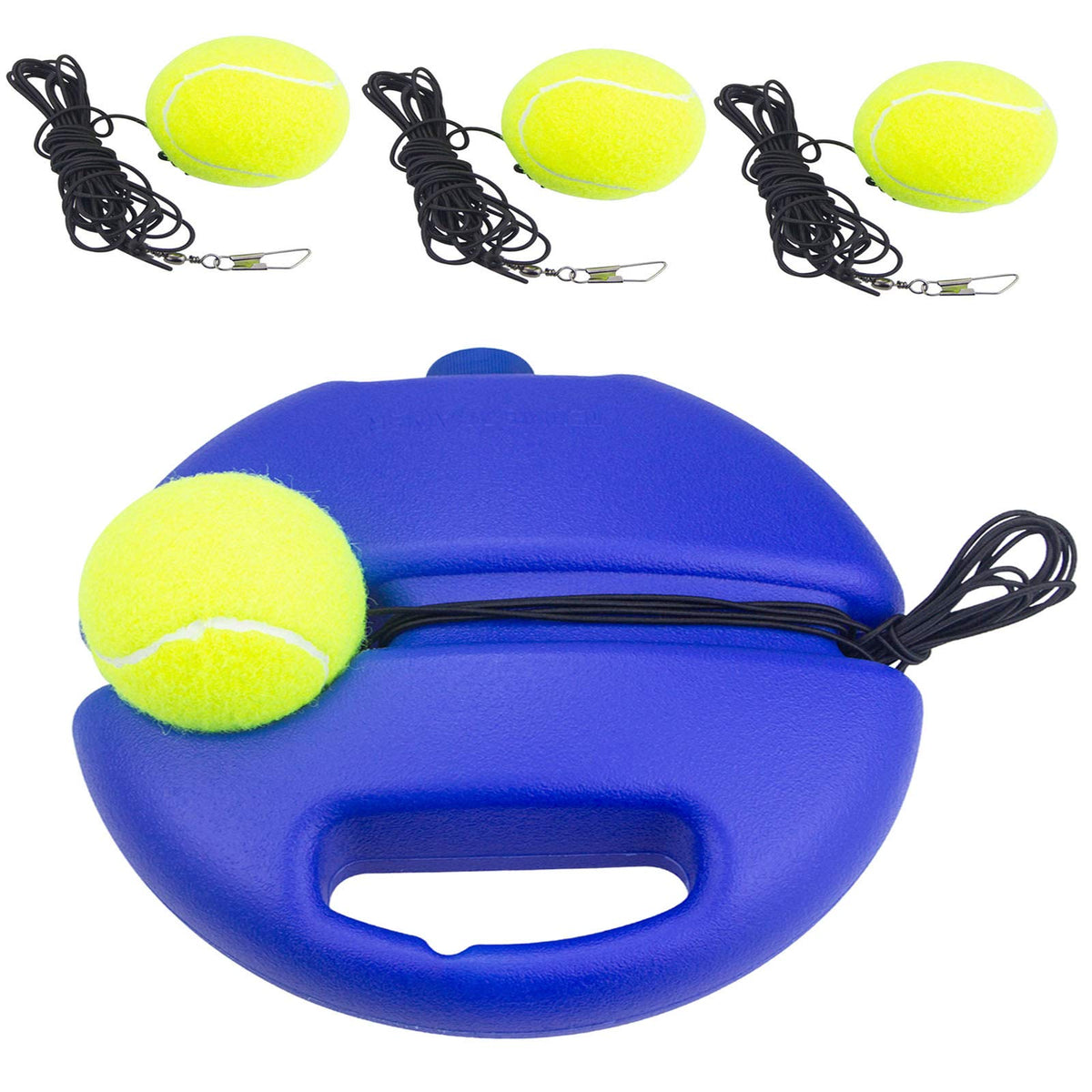 Tennis Rebound Trainer with Base, 4 Balls & Elastic Ropes