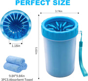 Silicone Dog Paw-Cleaning Cup with 3 Absorbent Towels