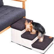 3-Step Foldable Pet Stairs with Storage Boxes