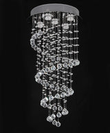 Elegant Spiral Crystal Chandelier Lights, Clear K9 Crystal Raindrop LED Ceiling Lights Chrome Flush Mount Pendant Lamp Fixture for Livingroom Dining Room Hallway Stairway Foyer D40cm H80cm A1A9