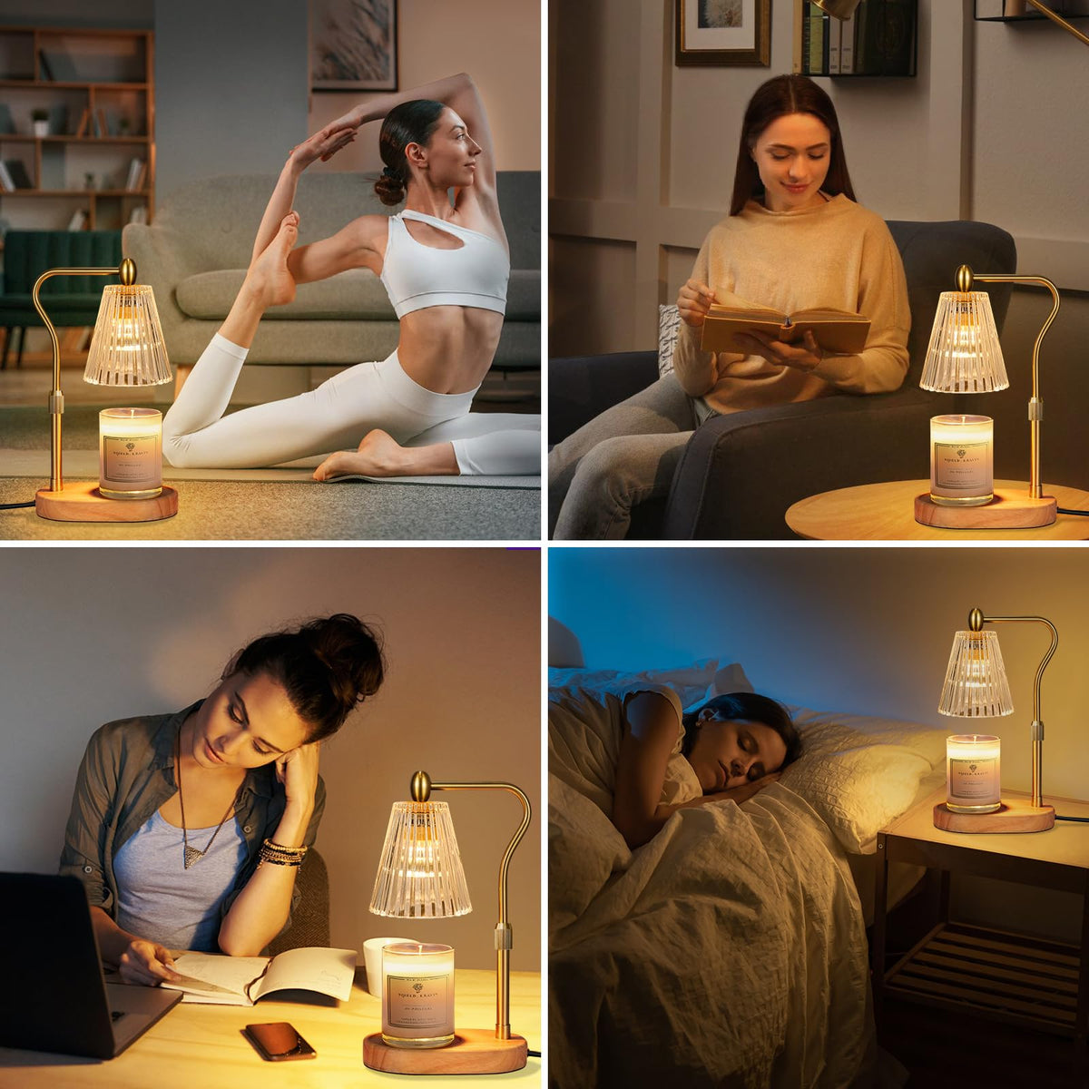 Engpure Candle Warmer Lamp - Candle Warmer Lamp with Timer and Dimmer Adjustable Height,Electric Wax Melt Warmer with 2 Bulbs for Scented Jar Candles Home Decor