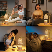 Engpure Candle Warmer Lamp - Candle Warmer Lamp with Timer and Dimmer Adjustable Height,Electric Wax Melt Warmer with 2 Bulbs for Scented Jar Candles Home Decor