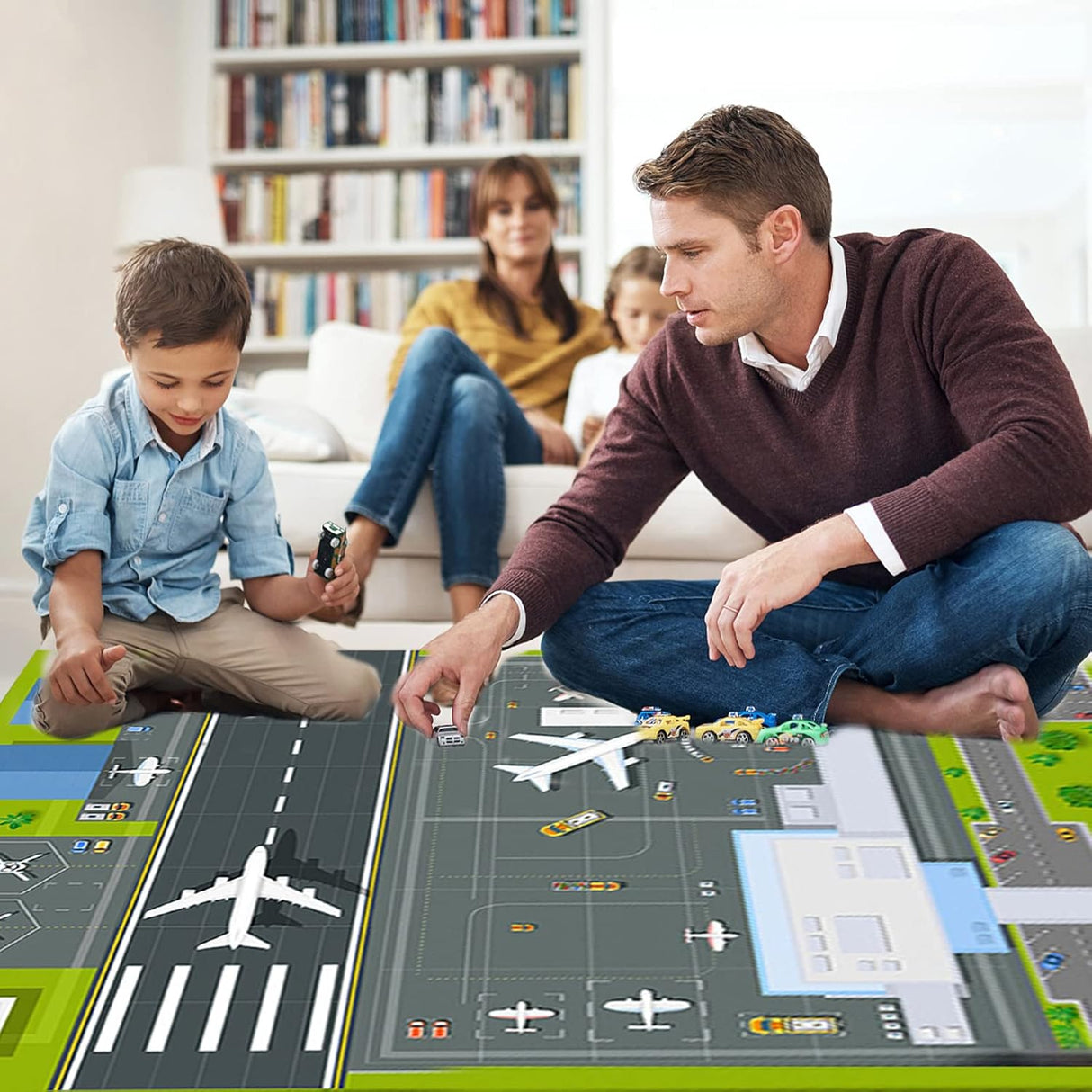 Play Mat Kids Rug Carpet Playmat Extra Large Learn Have Fun Safe Road Traffic System Multi Color Study Activity Centerpiece Play Mat for Playing with Cars for Bedroom Playroom