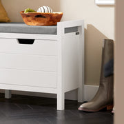 91 cm White Shoe Storage Bench with Removable Cushion