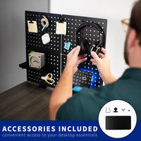 61 × 51 cm Black Clamp-On Steel Desk Pegboard & Privacy Panel