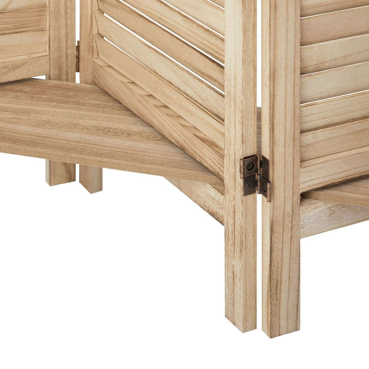 Oikiture Natural Paulownia-Wood 4-Panel Room Divider