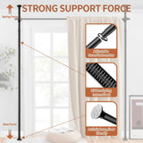 Dsocool Room Divider Curtain Rod, No Drilling Room Separator for Space Partition Adjustable 122-305cm(H) 70-177cm(W) Heavy Duty Temporary Wall Divider Floor to Ceiling Tension Rod, Black