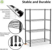 454 kg 4-Tier Heavy-Duty Wire Shelving – Chrome