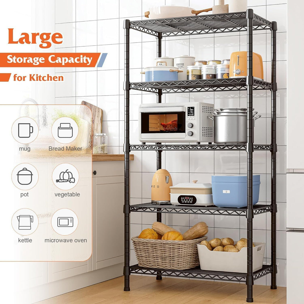 Heavy-Duty 5-Tier Metal Wire Shelving Unit