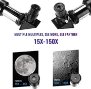 Telescope,Telescopes for Adults Kids Beginners, 70mm Aperture Astronomy Refractor HD Telescopes (15X-150X) with Tripod, Phone Adapter and Moon Filter
