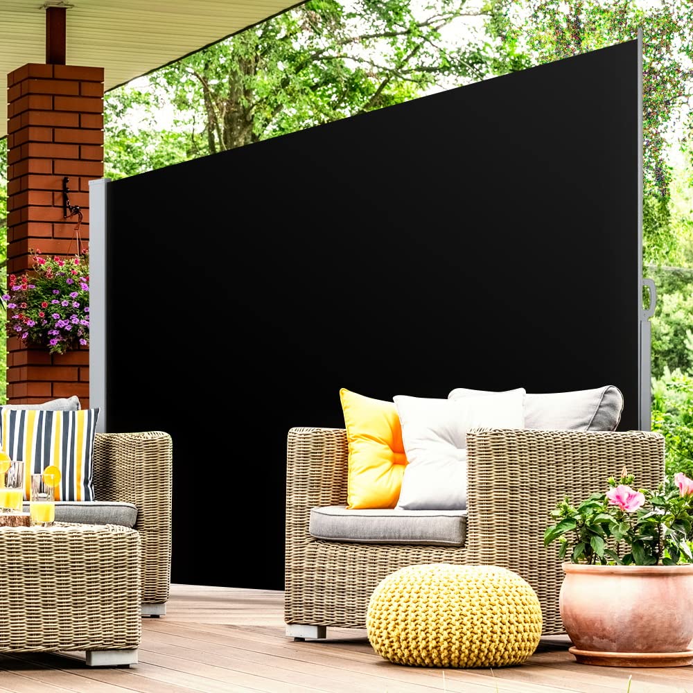 2 × 3m Retractable Outdoor Side Awning – Black