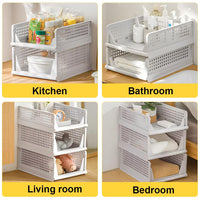 43 × 33 × 18 cm Foldable Stackable Storage Baskets – 5 Pack