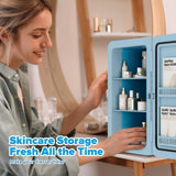 22L Mini Fridge, Portable Car Fridge Makeup Refrigerators AC/DC Powered Electric Cooler and Warmer for Cars, Homes, Offices, and Dorms, Blue