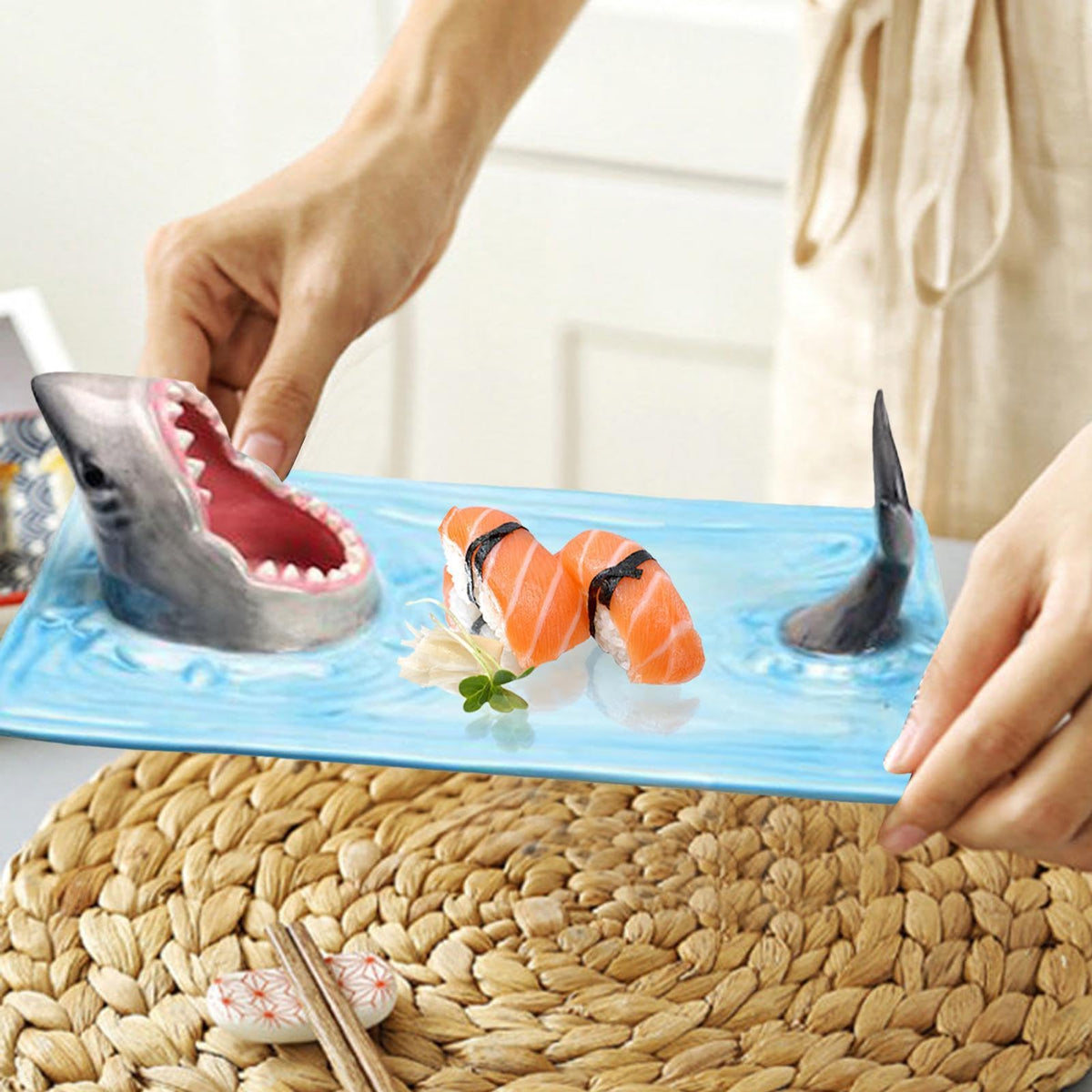 Shark-Shaped Ceramic Sushi & Serving Plate