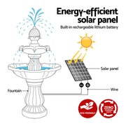 93 cm 3-Tier Solar Bird-Bath Fountain – 9V