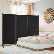 180cm Rolling 3-Panel Room Divider – Black or White Star