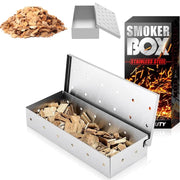 Stainless-Steel BBQ Smoker Box with Hinged Lid