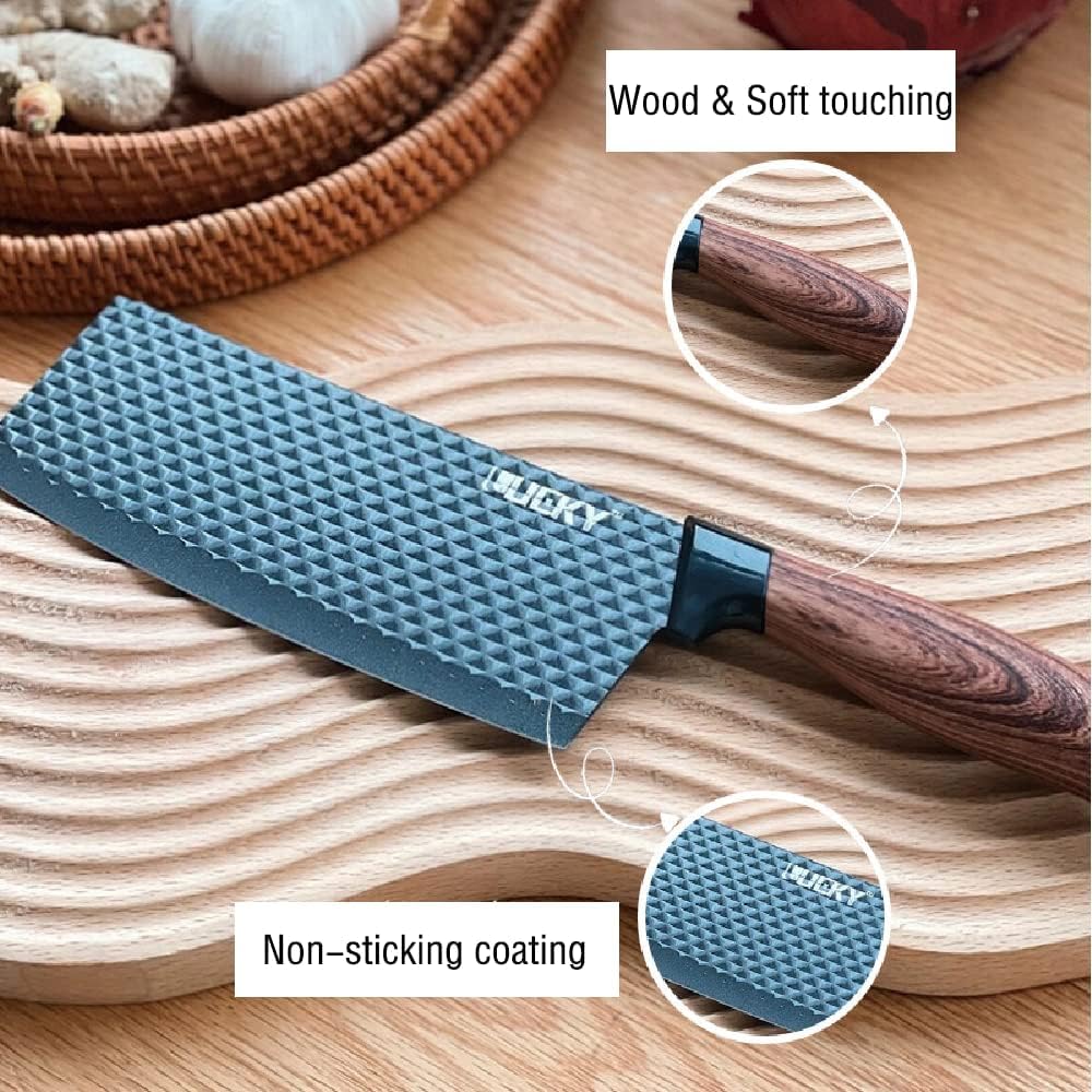 6-Piece Black Stainless-Steel Kitchen Knife Set with Block