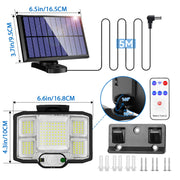 Solar Security Lights Outdoor Motion Sensor, 168LED Motion Sensor Lights Outdoor with IR Remote, Separate Solar Panel, 4 Modes Solar Garden Lights Outdoor for Shed Yard Fence Garage Door