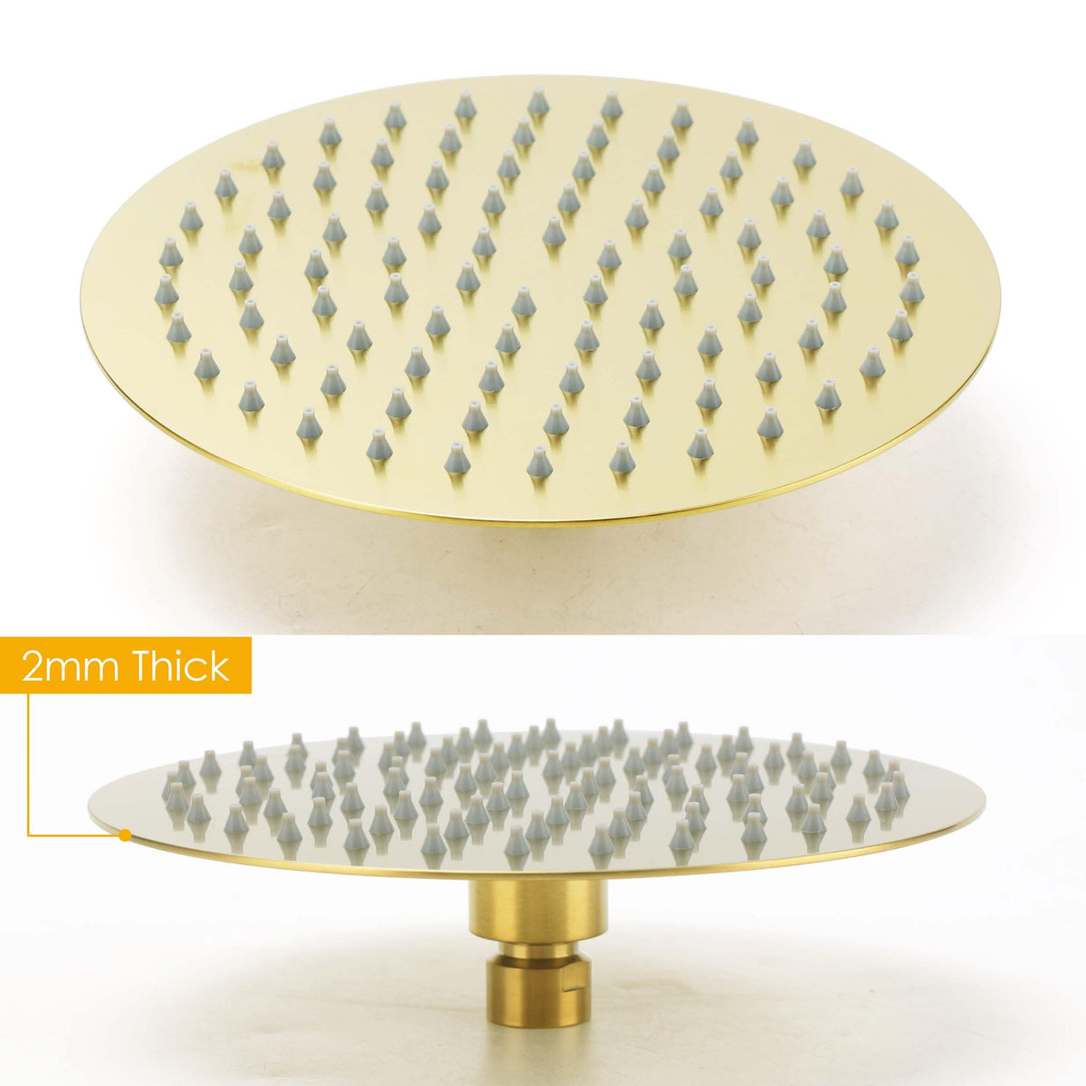 Round Brushed-Gold Twin Shower Rail Set