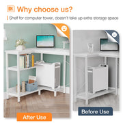 Reversible L-Shaped Desk with Shelves & Monitor Stand