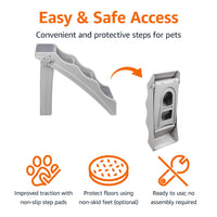 Grey Foldable Pet Steps – Approx. 37 × 58 × 49.5 cm