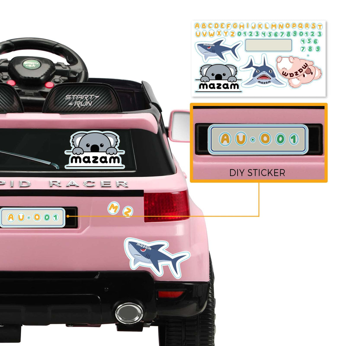 Kids Ride on Car 12V Ride on Car with Remote Control, MP3 Player, Horn, Music and Headlight Taillights Suitable for 3-6 Years Pink