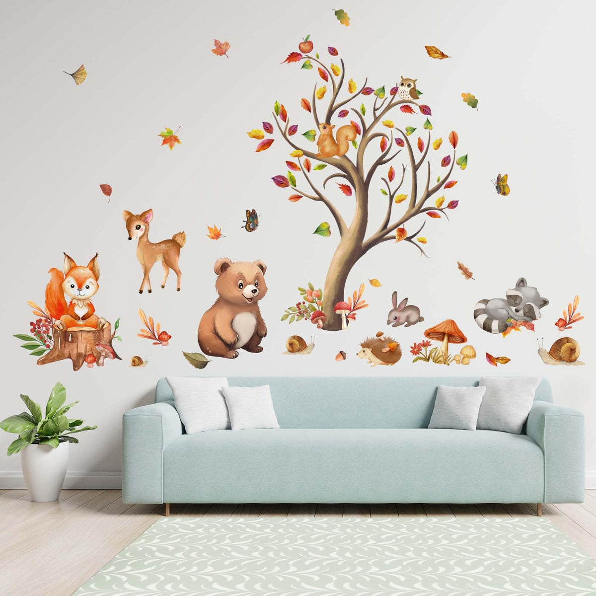 Woodland Animal Nursery Wall Decals – Bear, Fox & Deer