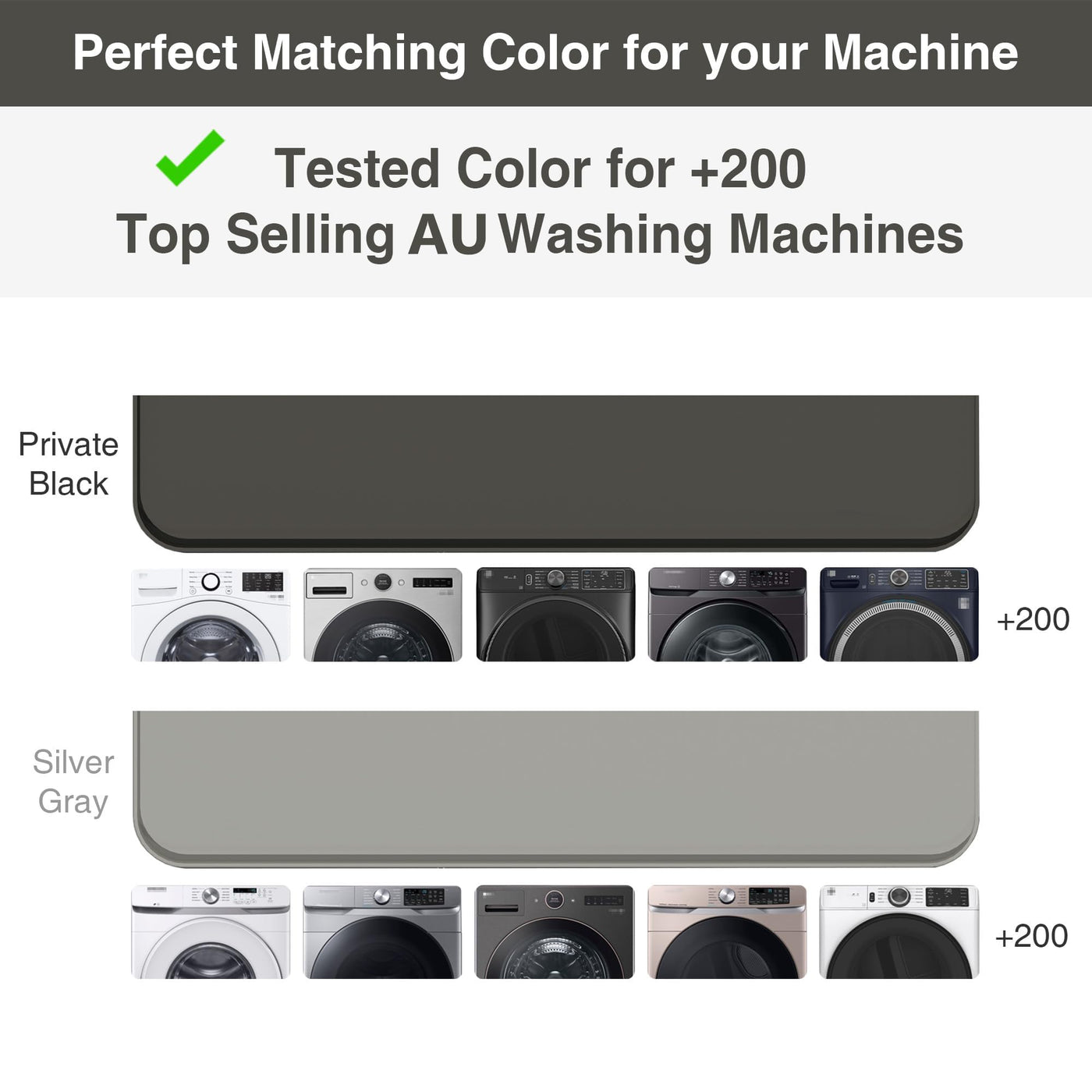 2-Pack 58 × 58 cm Silicone Washer & Dryer Top Mats
