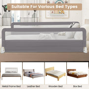 Bed Rail Guard for Toddlers, 180 x 55 cm Foldable Baby Bed Rail w/Removable Safety Strap for Crib, Twin, Double, Queen & King Size Bed, Swing Down Children Safety Bedrail (Grey)