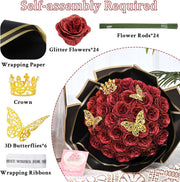 DIY Glitter Rose Bouquet Kit – 24 Artificial Roses