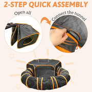 Pop-Open Mesh Cat Tent & Play Tunnel – Orange or Rainbow
