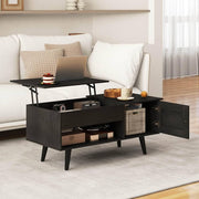 Lift-Top Coffee Table with Hidden Cabinet & Open Shelf