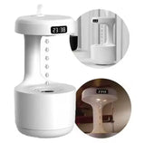 Portable Ultrasonic Anti Gravity Water Drop Humidifier Creative Water Drop Backflow LED Time Display Household Humidifier