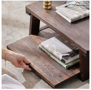 Adjustable Folding Solid-Wood Tatami Tea Table