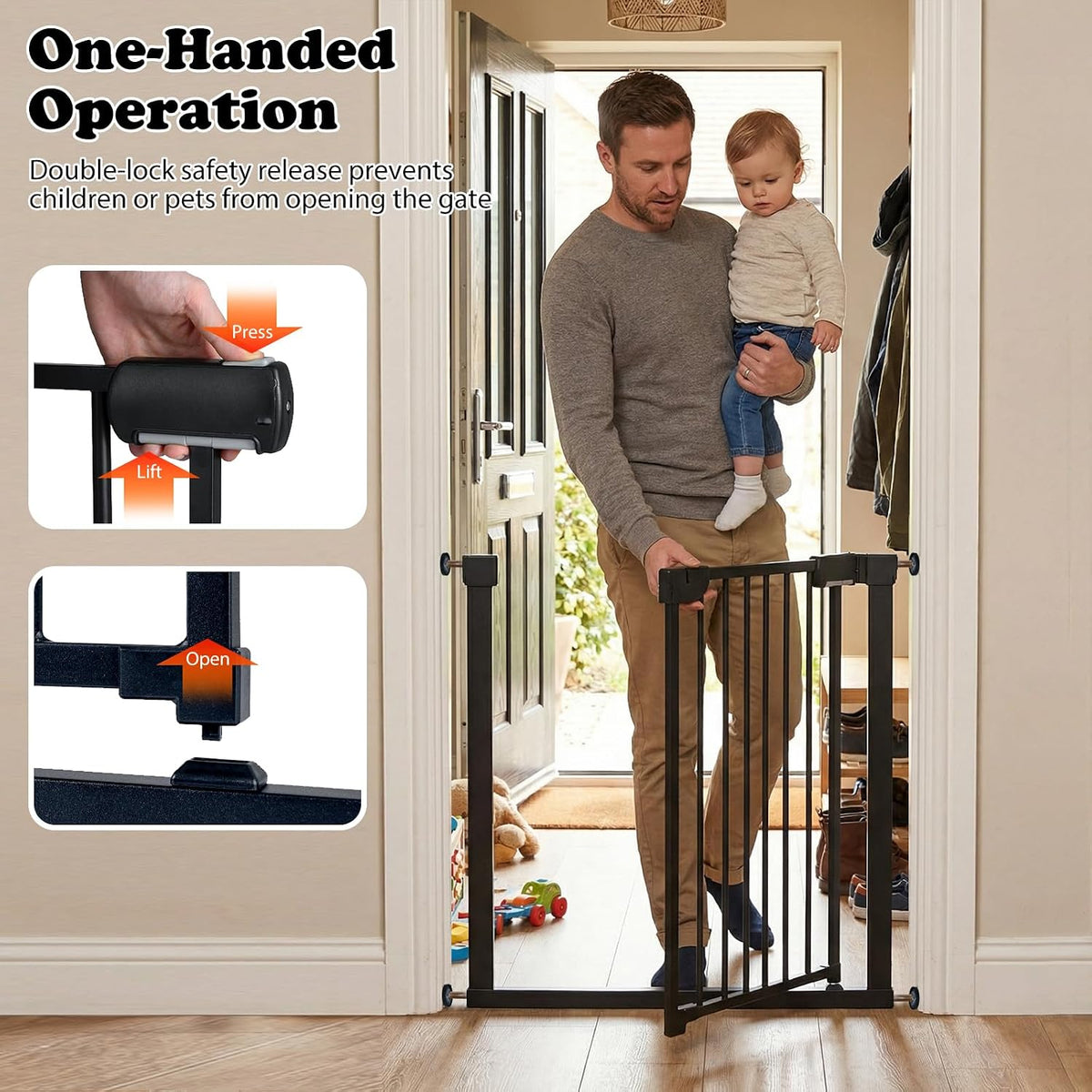75–82 cm Auto-Close Baby & Pet Safety Gate