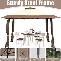 393 cm Double-Tier Pop-Up Gazebo with Adjustable Height