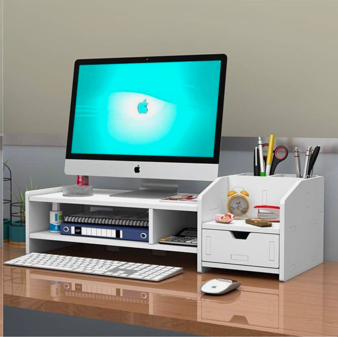 2-Tier Monitor Riser with Removable Desk Organiser