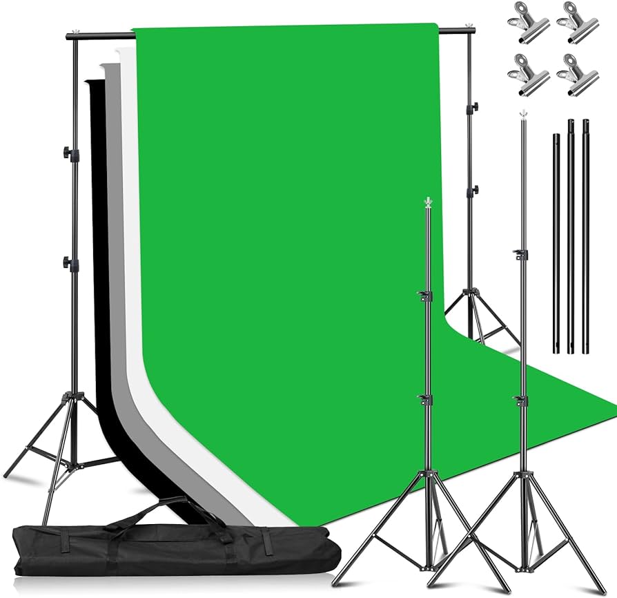Softbox Lighting Kit Professional 2x85W Photography Video Studio Lighting Kit+Adjustable 2x2m Photography Backdrop Stand Kit with 4X 1.6x3m Backdrop Screen Background,4 Clamps and Carry Bag