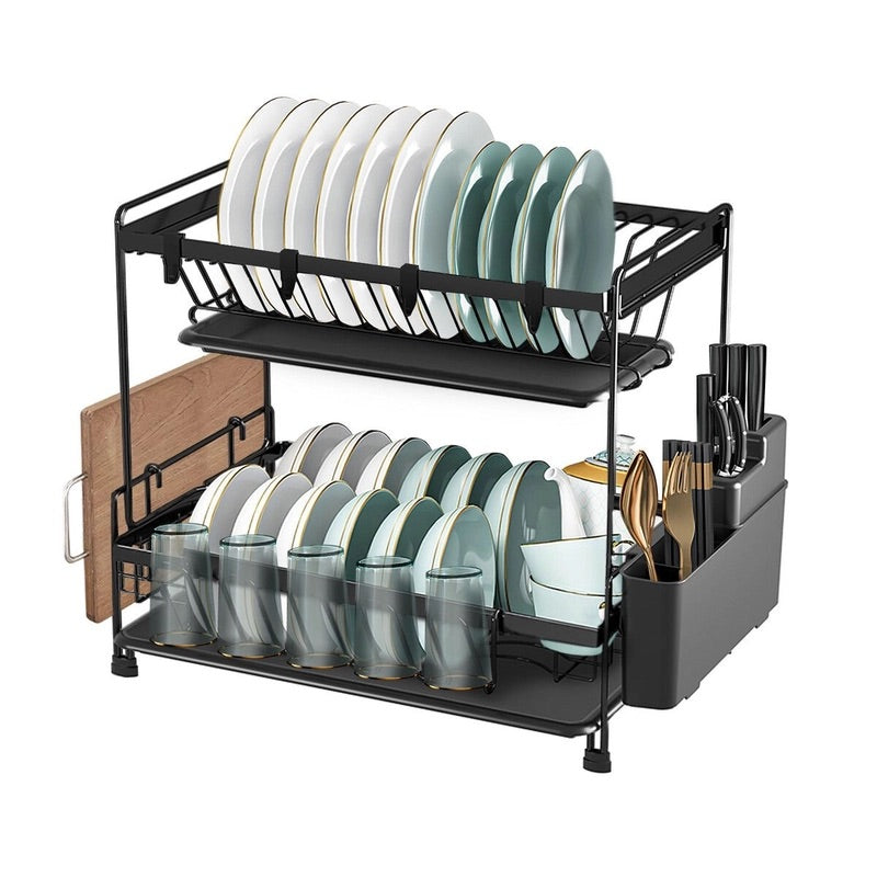43 cm 2-Tier Dish Rack with 2 Drip Trays